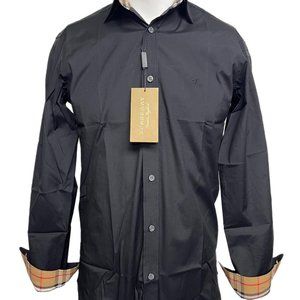 Burberry men's black William dress shirt button down long sleeve shirt